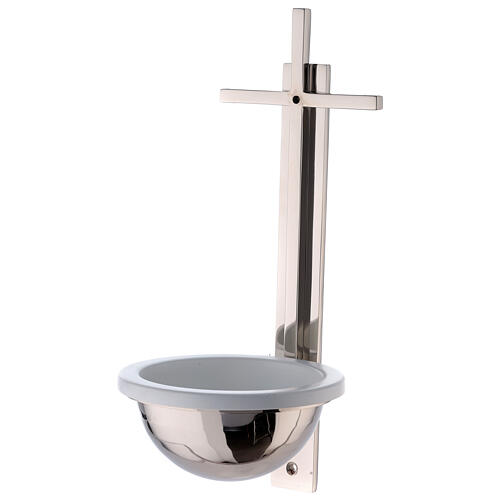 Nickel-plated brass Holy water font with latin cross 12 in 1