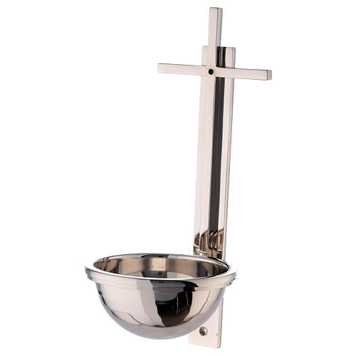 Nickel-plated brass Holy water font with latin cross 12 in 2