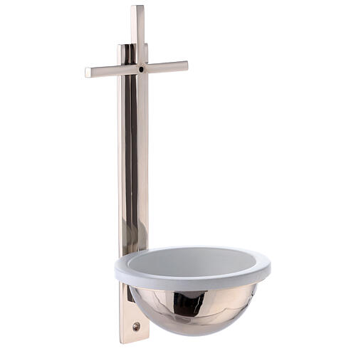 Nickel-plated brass Holy water font with latin cross 12 in 3