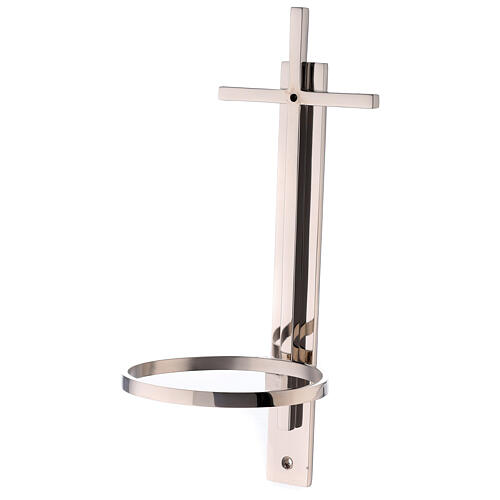 Nickel-plated brass Holy water font with latin cross 12 in 4