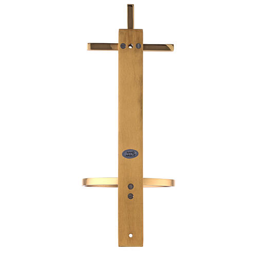 Weihwasserkessel aus vergoldetem Messing mit flachem Kreuz, 31 cm 8