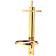 Weihwasserkessel aus vergoldetem Messing mit flachem Kreuz, 31 cm s5