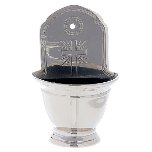Silver plated brass holy water font with cross rays 16 cm 1
