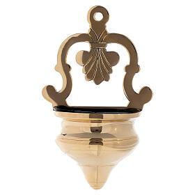 Holy water font with openwork decoration in gilded brass 17 cm
