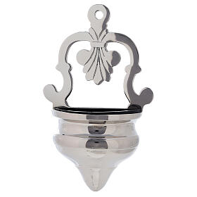 Holy water font ornate nickel-plated brass 17 cm