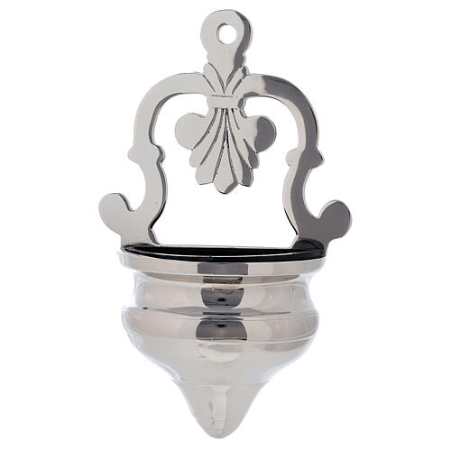 Holy water font ornate nickel-plated brass 17 cm 1