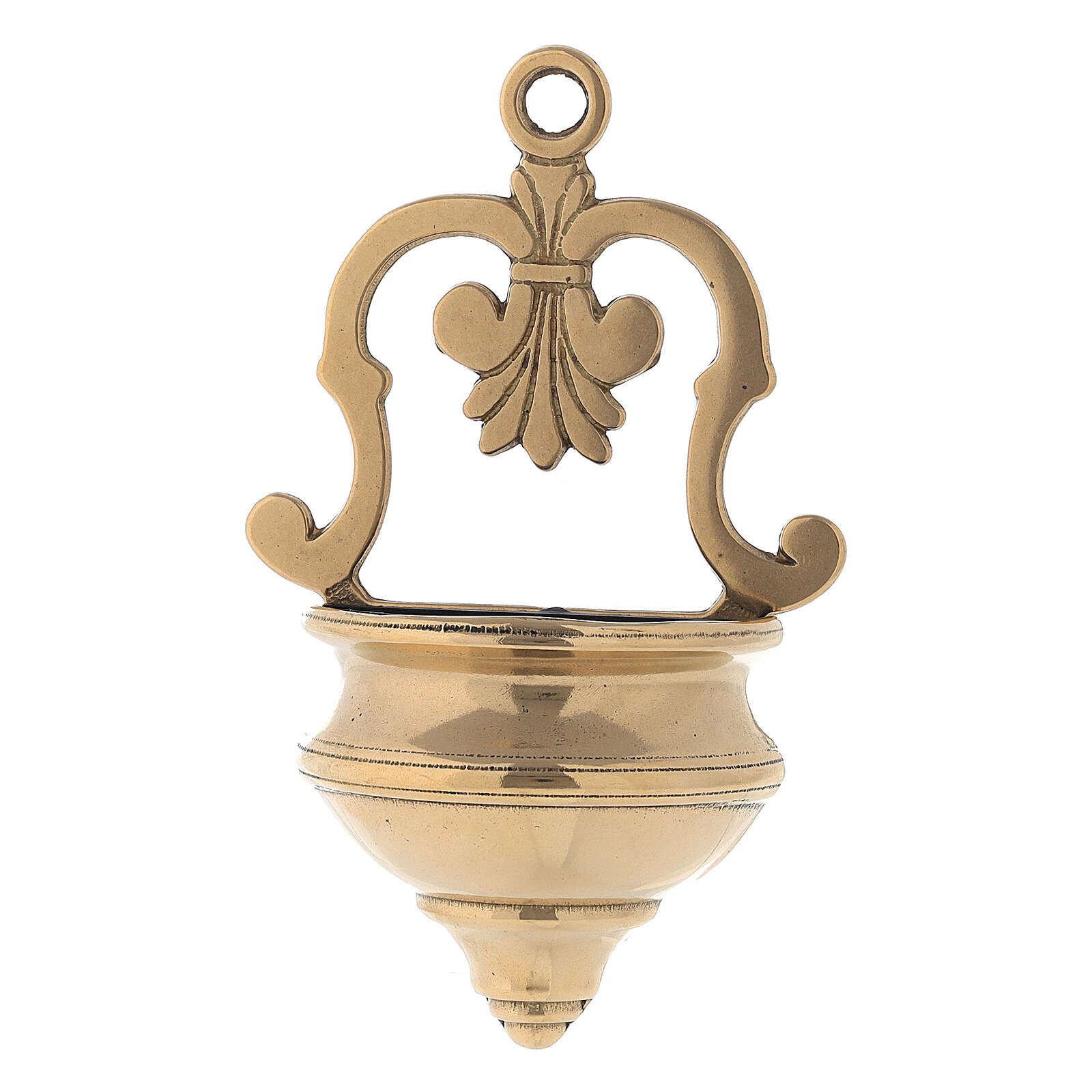 Holy water stoup with cross in polished brass 8x19x4.5 cm | online ...