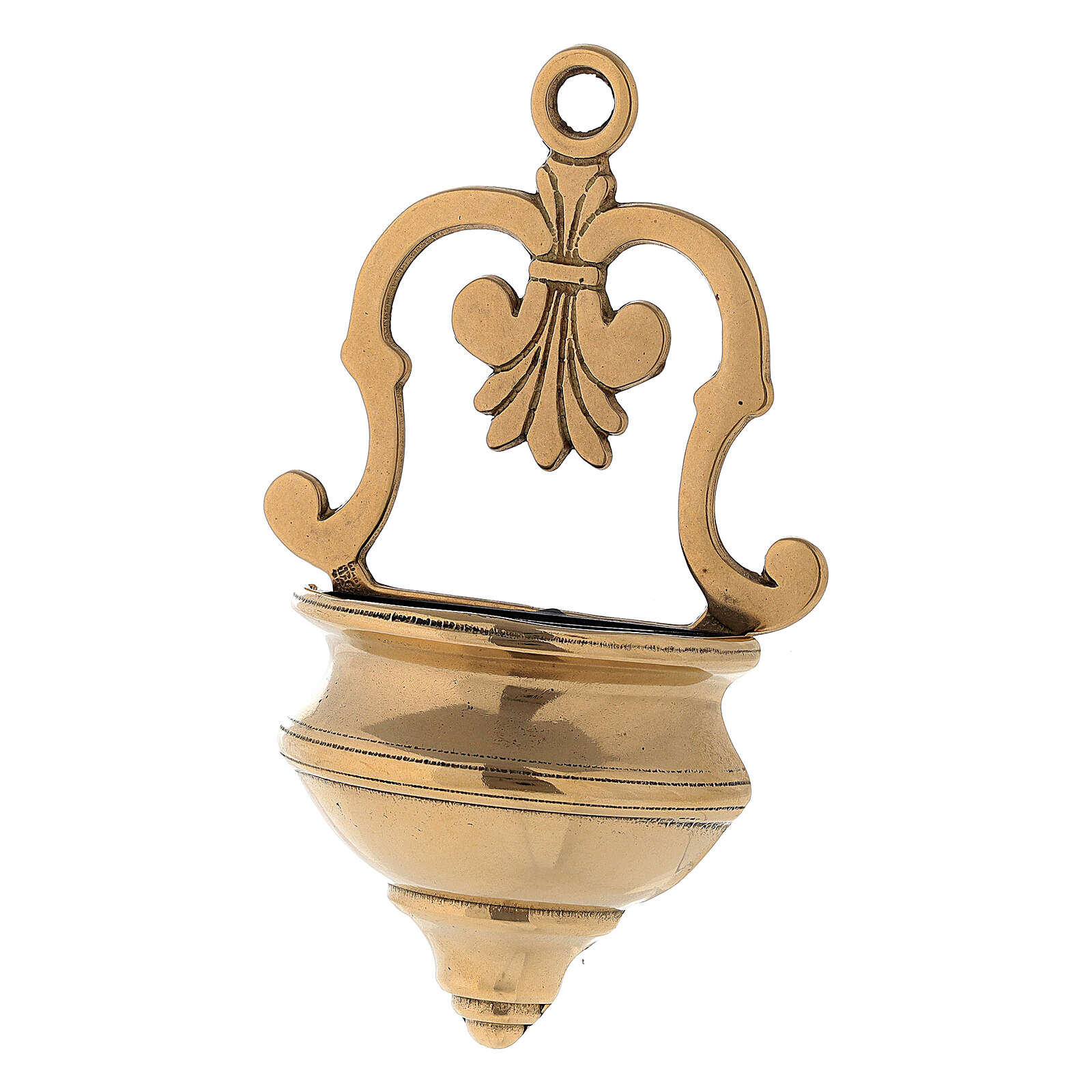 Holy water stoup with cross in polished brass 8x19x4.5 cm | online ...