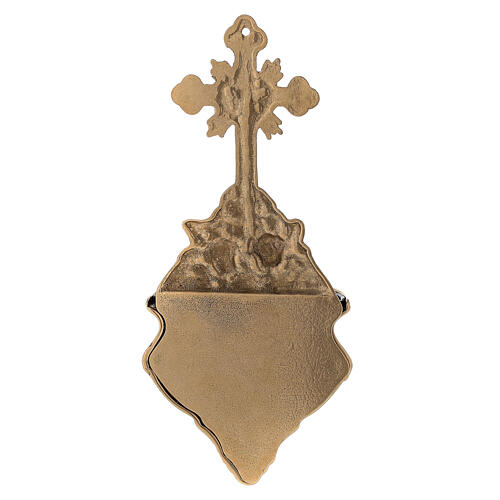 Holy water stoup with cross in polished brass 8x19x4.5 cm 3