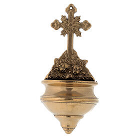 Bénitiers Eglise: Bénitier coquillage laiton poli 10x20x5 cm