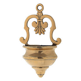 Holy water font shell polished brass 10x20x5 cm