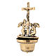Holy water stoup with crucifix and angels in polished brass 20x35x10 cm s2