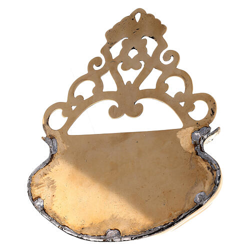 Holy water stoup with shell in polished brass 28x32x11 cm 4
