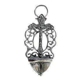 800 silver holy water font with trefoil cross