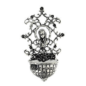 Holy water font with Our Lady, 925 silver, 3 in