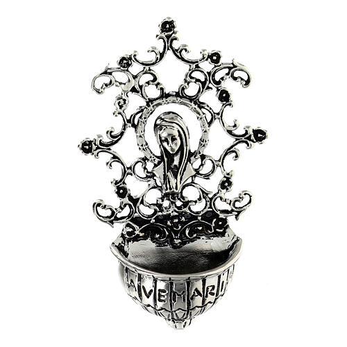 Holy water stoup 8 cm in 925 silver Virgin 1