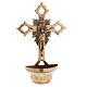 Brass Holy water font with Byzantine cross, 14x8x3 in s1
