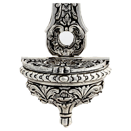 Holy Water font with crucifix in brass, 10x6 in 4