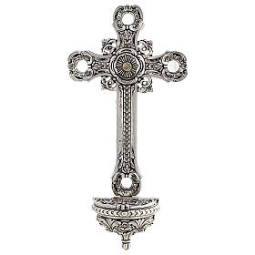 Holy water font crucifix brass, 25x15 cm