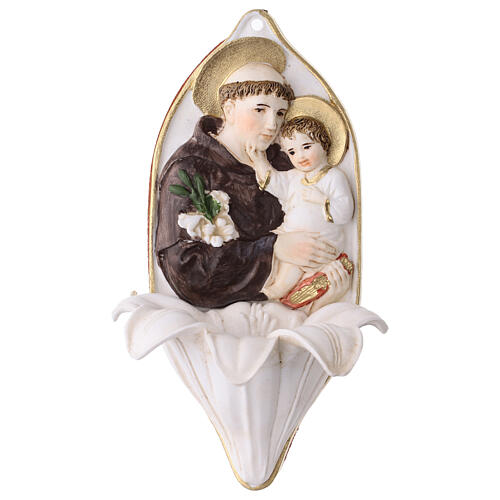 Bénitier Saint Antoine avec lys en PVC 14x6,5x5,2 cm 1