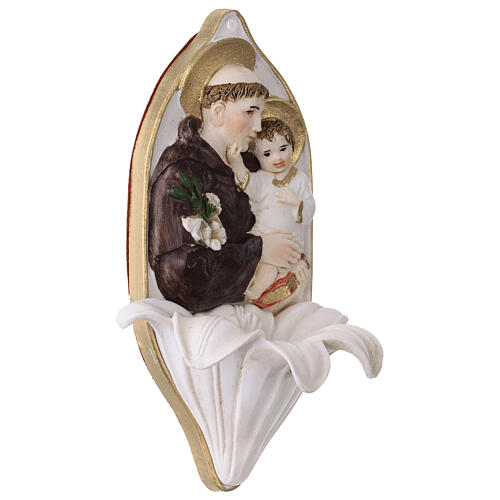 Bénitier Saint Antoine avec lys en PVC 14x6,5x5,2 cm 2