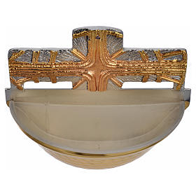 Holy water font gilt cross s4