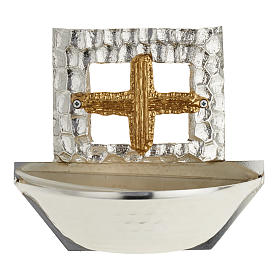 Holy water font square cross