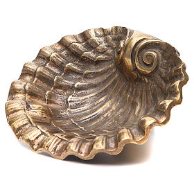 Holy water font shell shaped, bronzed brass 23x28cm