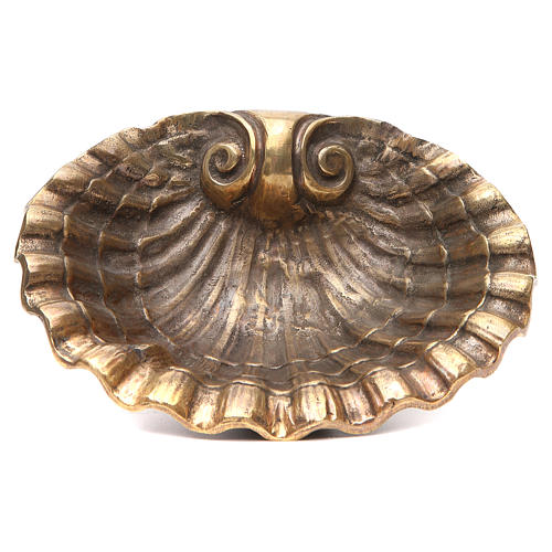 Holy water font shell shaped, bronzed brass 23x28cm 9