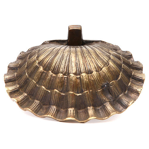 Holy water font shell shaped, bronzed brass 23x28cm 3