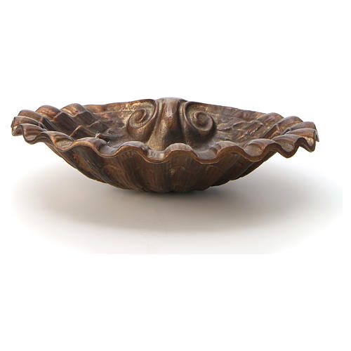 Holy water font shell shaped, bronzed brass 23x28cm 8