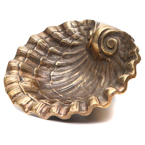 Holy water font shell shaped, bronzed brass 23x28cm 10
