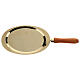Communion plate in brass with wooden handle s1
