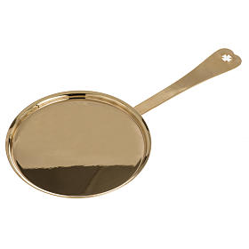 Communion plate in polished brass
