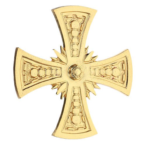 Consecration cross in golden cast brass 20x20cm 3