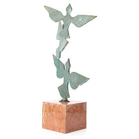 Composition of doves with marble base, 55cm