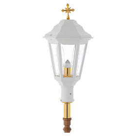 White Procession lamp with wooden a handle 2 m