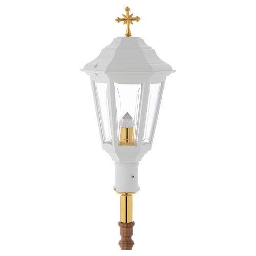 White Procession lamp with wooden a handle 2 m 1