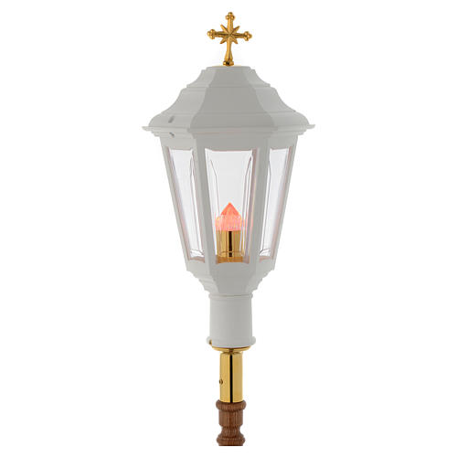 White Procession lamp with wooden a handle 2 m 3