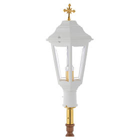 White Procession lamp with wooden handle 2 m