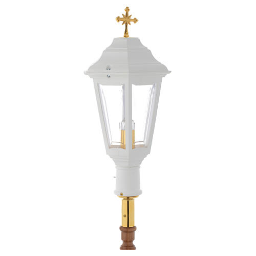 White Procession lamp with wooden handle 2 m 2