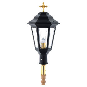 Black Procession lamp with wooden handle 2 m