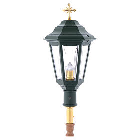 Procession lamp green colour with wooden handle 2 m