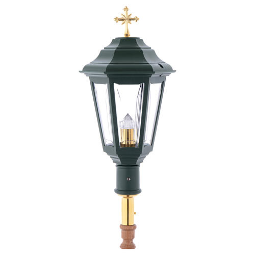 Procession lamp green colour with wooden handle 2 m 1