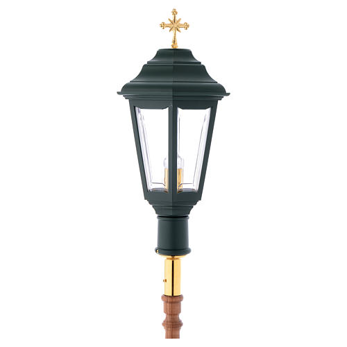 Procession lamp green colour with wooden handle 2 m 2