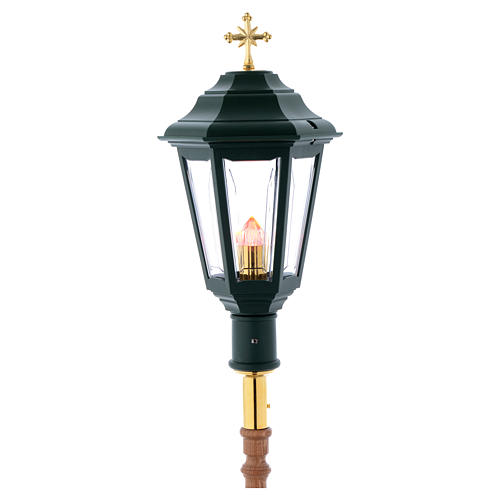 Procession lamp green colour with wooden handle 2 m 3