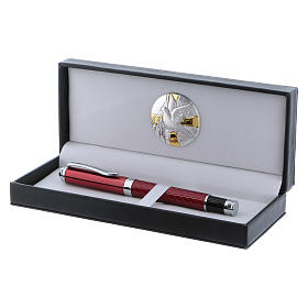 Dicas de Presentes e Lembrancinhas: Estojo com placa alumínio Pomba Espírito Santo e caneta vermelha Dicas de Presentes e Lembrancinhas: Estojo com placa alumínio Pomba Espírito Santo e caneta vermelha