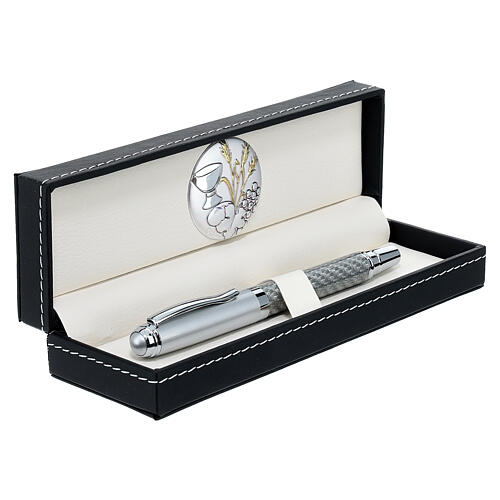 Pudełeczko płytka aluminiowa Kłos Kielich Winogron długopis kulkowy srebrny 4