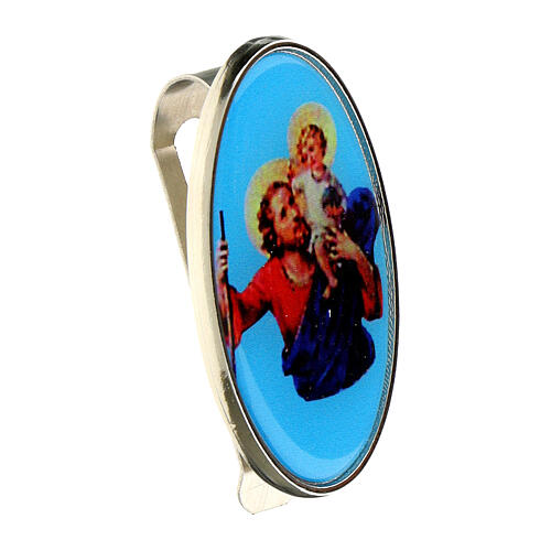 Saint Christopher auto clip in metal and coloured resin 5x3 cm 4