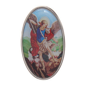 Klipp des Heiligen Michaels fűr Auto aus Metall und farbigem Harz, 5 x 3 cm